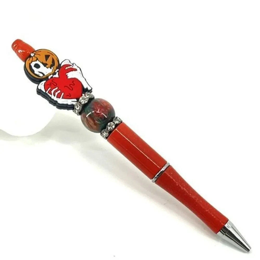 Halloween pumpkin skeleton heart Jack-o-lantern handmade pen NEW beads rhineston